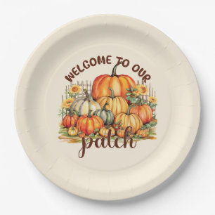 Assiettes En Carton Bienvenue dans notre Patch - Cosy Citrouille Patch
