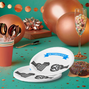 Assiettes En Carton Bière Oktoberfest Et Pretzel