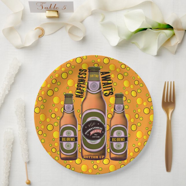 ASSIETTES EN CARTON BIÈRE PERSONNALISÉE BIG BREWS (Mariage)