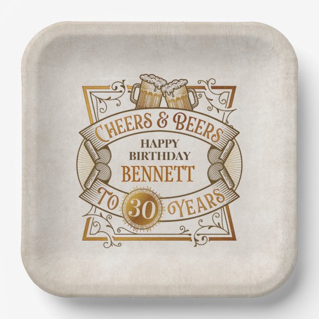Assiettes En Carton Bières à la joie Anniversaire (Recto)
