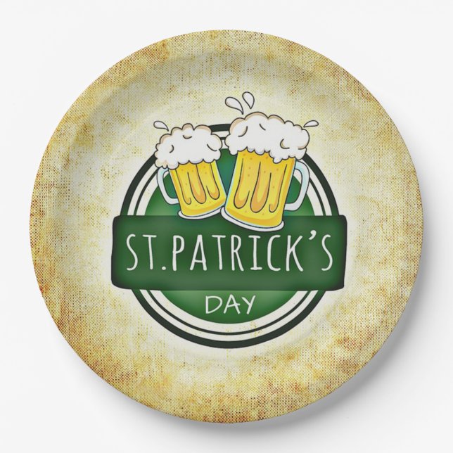 Assiettes En Carton Bières du jour Saint Patrick (Devant)