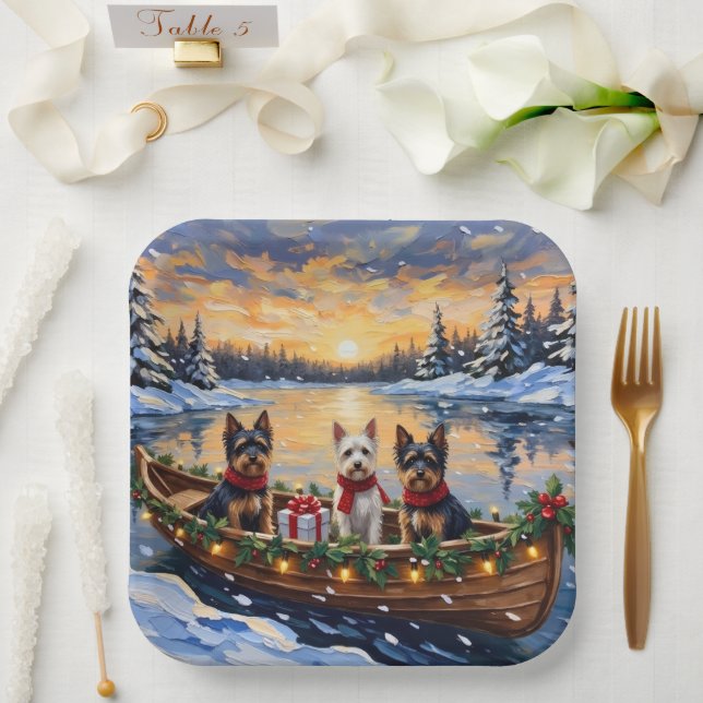 Assiettes En Carton Biewer Terrier Christmas Boat Holiday (Mariage)