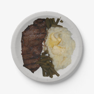 Assiettes En Carton Bifteck et pommes de terre