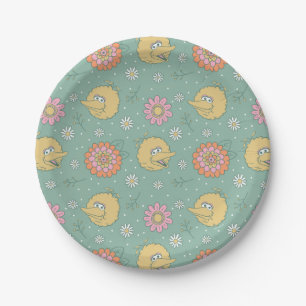 Assiettes En Carton Big Bird Good Vibes Floral Pattern