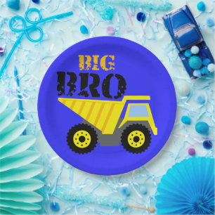Assiettes En Carton Big Bro Construction Camion à vidange jaune
