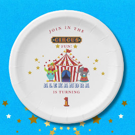 Assiettes En Carton Big Top Red Stripes Circus 1er anniversaire