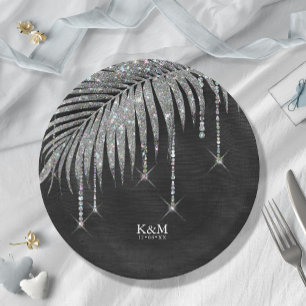Assiettes En Carton Bijoux Mariage feuille feuille argent ID830