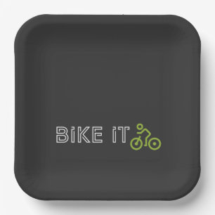 Assiettes En Carton BIKE IT - Symbole de vélo vert