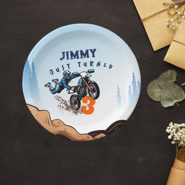 Assiettes En Carton Biker Kid Dirt Stunt Vélo Anniversaire (Créateur téléchargé)
