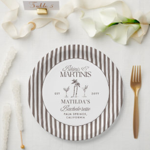 Assiettes En Carton Bikinis et martinis Élégante bachelorette vintage