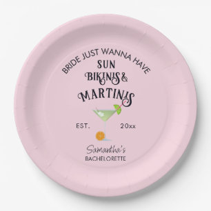 Assiettes En Carton Bikinis & Martinis Piscine Tropicale Enterrement d