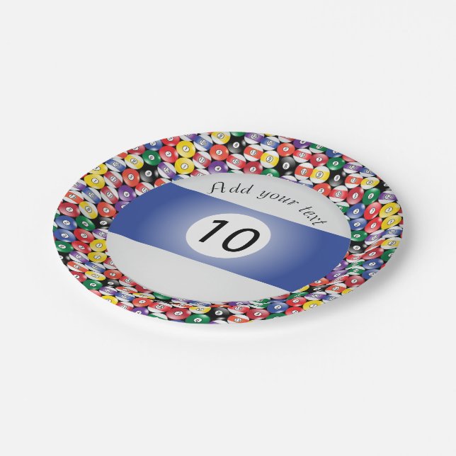 Assiettes En Carton Billard Billard Balls Numéro de bande 10 (Angle)