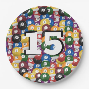 Assiettes En Carton Billiard Balls pour 15e anniversaire