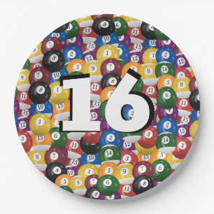 Assiettes En Carton Billiard Balls pour 16e anniversaire