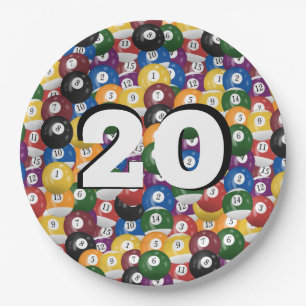 Assiettes En Carton Billiard Balls pour 20e anniversaire