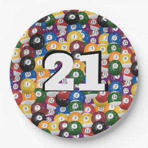 Assiettes En Carton Billiard Balls pour 21e anniversaire