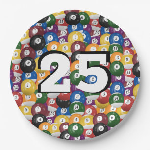 Assiettes En Carton Billiard Balls pour 25 ans