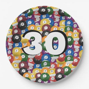 Assiettes En Carton Billiard Balls pour 30e anniversaire