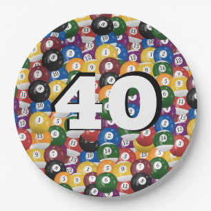 Assiettes En Carton Billiard Balls pour 40e anniversaire