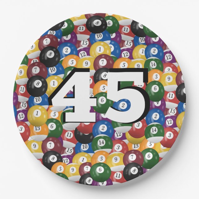Assiettes En Carton Billiard Balls pour 45e anniversaire (Devant)