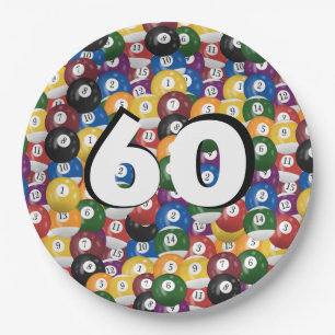 Assiettes En Carton Billiard Balls pour 60e anniversaire