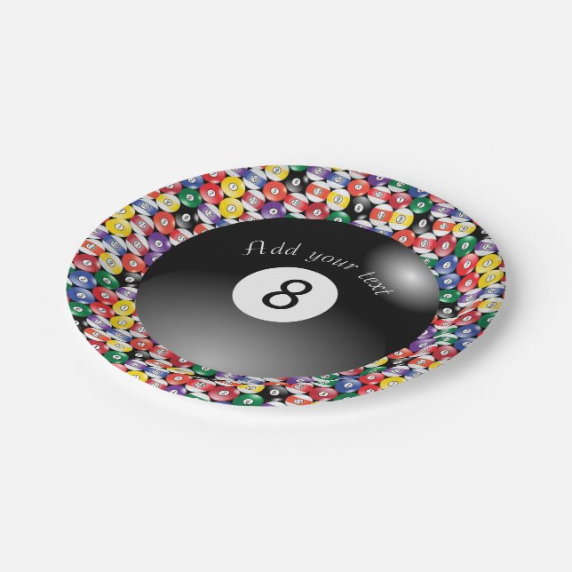 Assiettes En Carton Billiard Pool Balls Solide Numéro Huit (Angle)