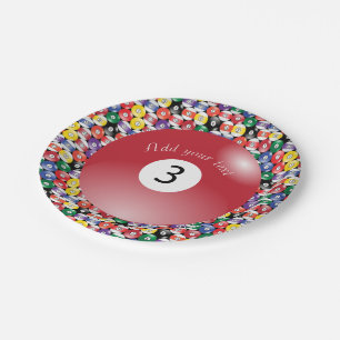 Assiettes En Carton Billiard Pool Balls Solide Numéro Trois