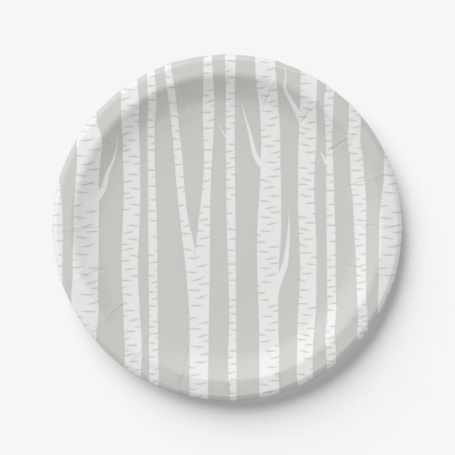 Assiettes En Carton Birch Arbres blancs (Devant)