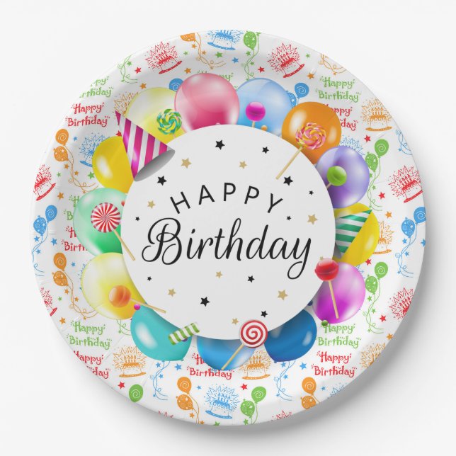 Assiettes En Carton Birthday Celebration (Devant)