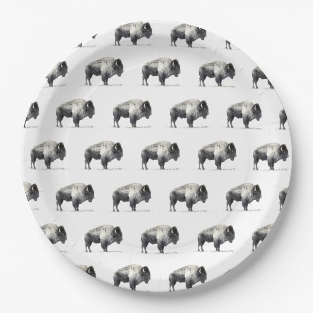 Assiettes En Carton Bison américain (Devant)