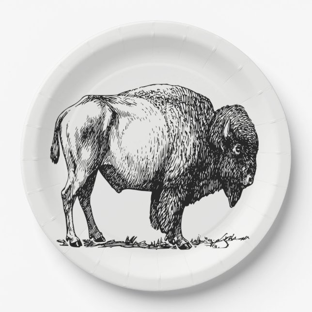 Assiettes En Carton Bison américain de Buffalo (Devant)