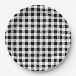 Assiettes En Carton Bison Plaid Black White Fall