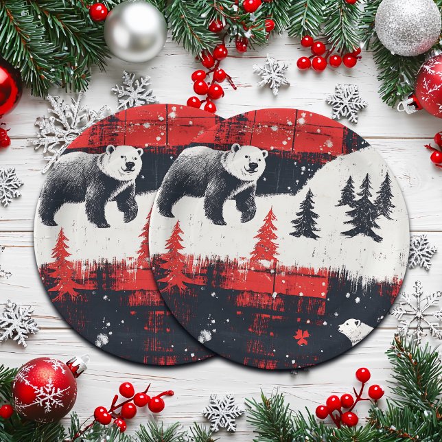 Assiettes En Carton Bison rouge Plaids Ours polaire (Créateur téléchargé)