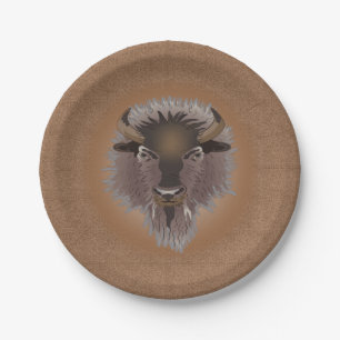 Assiettes En Carton Bison rustique des plaines de l'Ouest