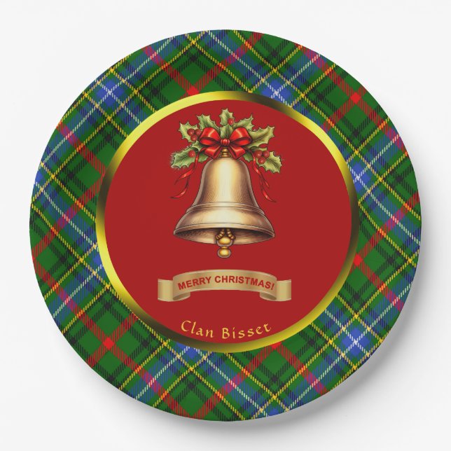Assiettes En Carton Bisset Tartan Noël personnalisé (Devant)
