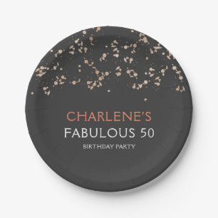 Assiettes En Carton Black and Gold Girly Fabuleux 50 Anniversaire