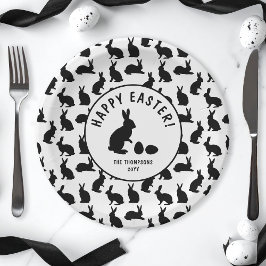 Assiettes En Carton Black And White Bunny Shapes Modern Easter