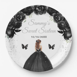 Assiettes En Carton Black Brown cheveux princesse Sweet sixteen