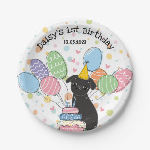 Assiettes En Carton Black Brussels Griffon Chien fête d'anniversaire