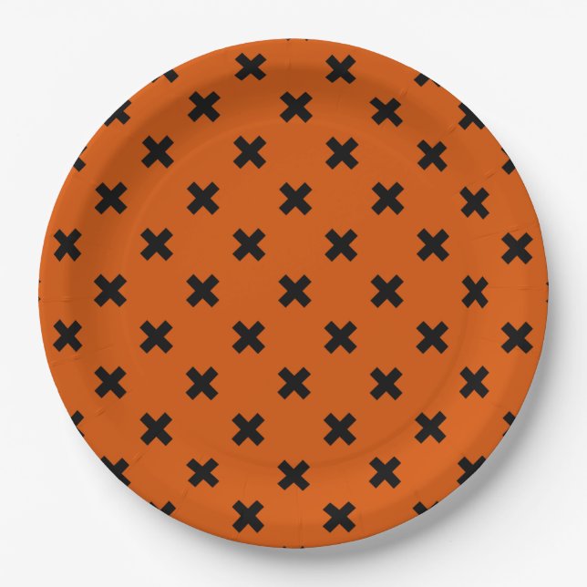 Assiettes En Carton Black cross stitches (Devant)