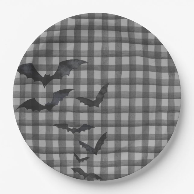 Assiettes En Carton Black En vichy Little Boo Fantôme Anniversaire Des (Devant)