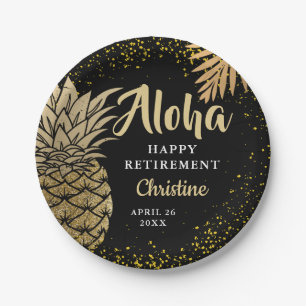 Assiettes En Carton Black Gold Ananas Surprise Retraite Party