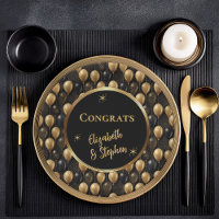 Black | Gold Balloons Félicitations Noms