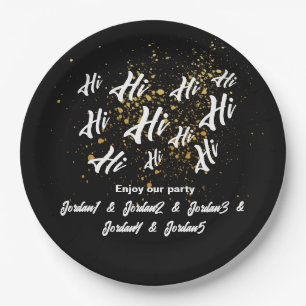 Assiettes En Carton Black Gold Group Friends Joint Anniversaire