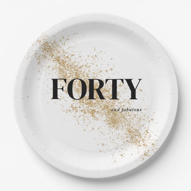 Assiettes En Carton Black & Gold Quarty 40e anniversaire (Devant)