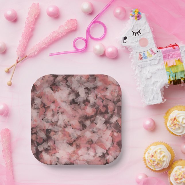 Assiettes En Carton Black Gray Pink White Modern Geometric Abstract (Fête)