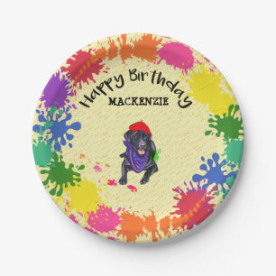Assiettes En Carton Black Labrador Retriever Art Birday Party
