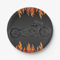 Black Leather Orange Flames Motorcycle Bière Party