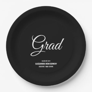 Assiettes En Carton Black Minimaliste Moderne Graduation Party