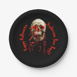 Assiettes En Carton Black & Red Laughing Skull Halloween Party